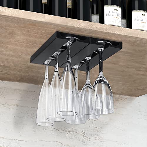 Black 4 Pack Plastic Wine Glass Rack with 4 Coasters Z321
