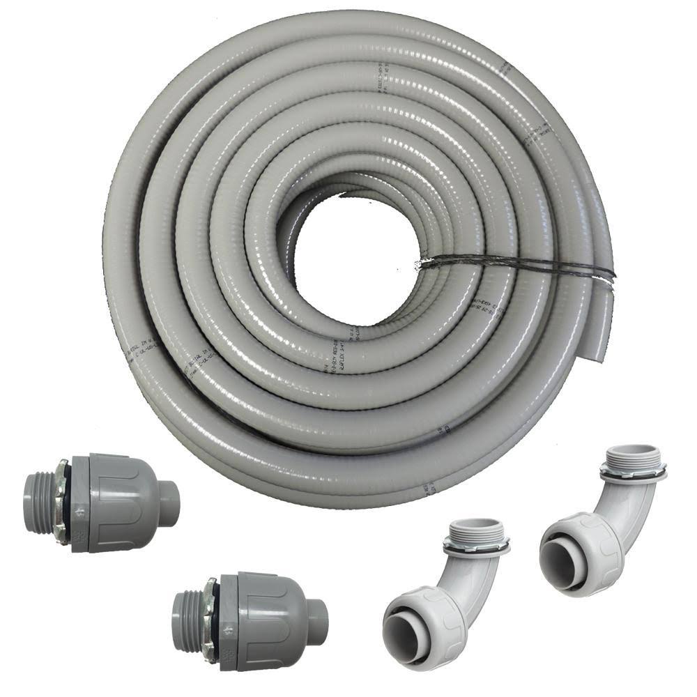 2 in. Dia x 25 ft. Non-Metallic UL Liquid Tight Electrical Conduit Kit with 2 Straight and 2 Angle Fittings W247
