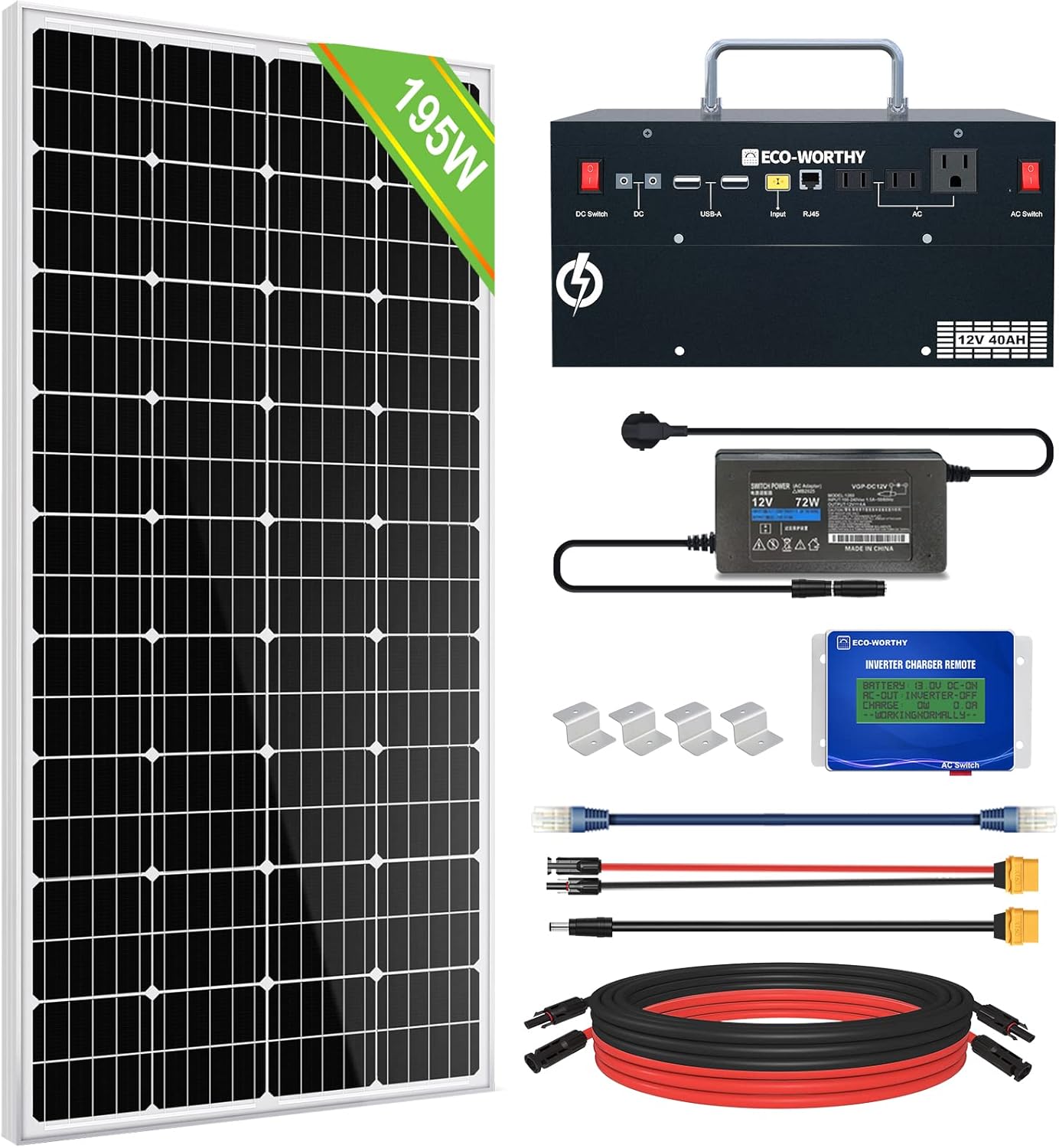 400W 1.6KWH Complete Solar Power System with 2 Solar Panels and Power Station Q987
