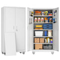 73" H Metal Storage Cabinet with Wheels and Locking Doors P646788