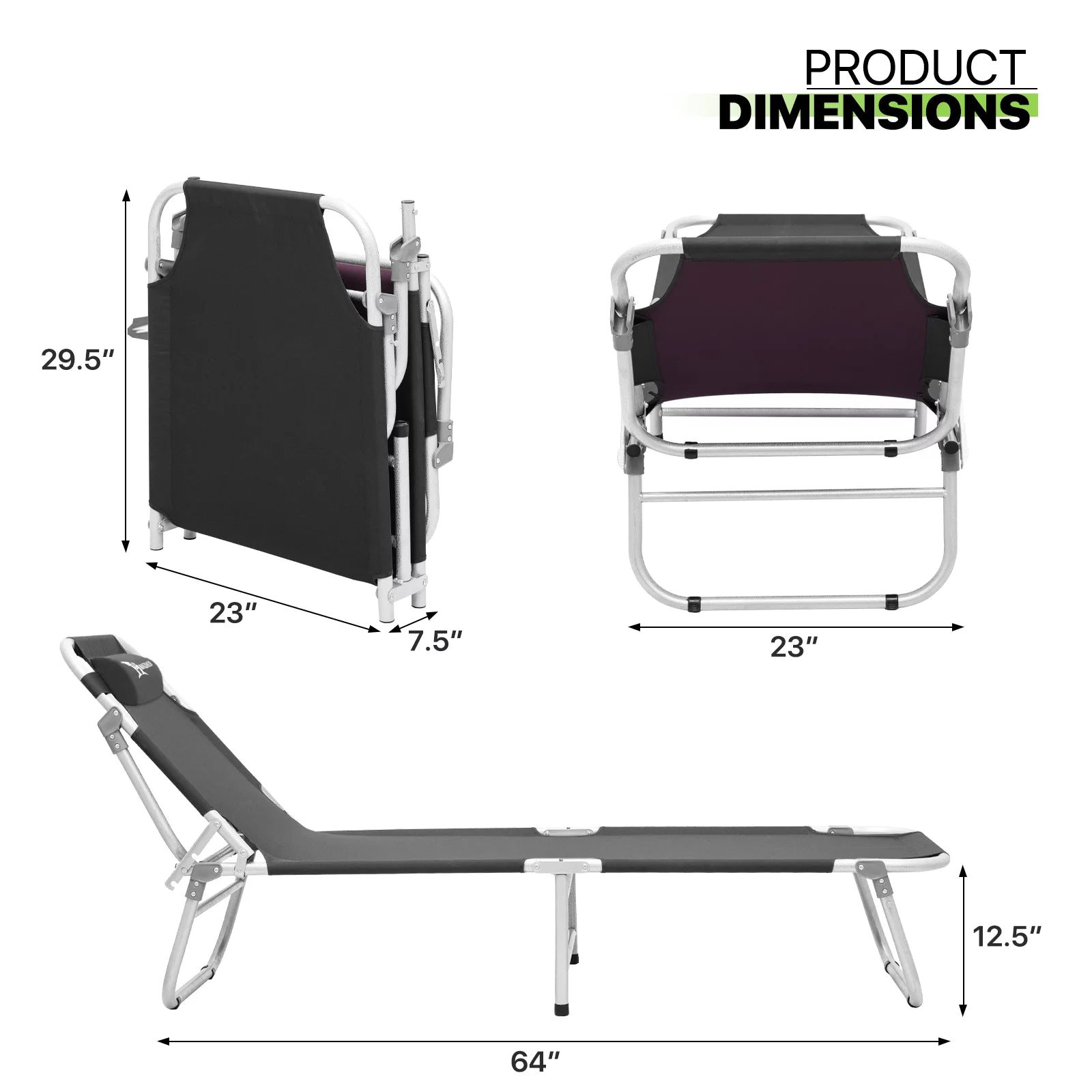 Black Portable Folding Camping Cot with Carry Bag O2111