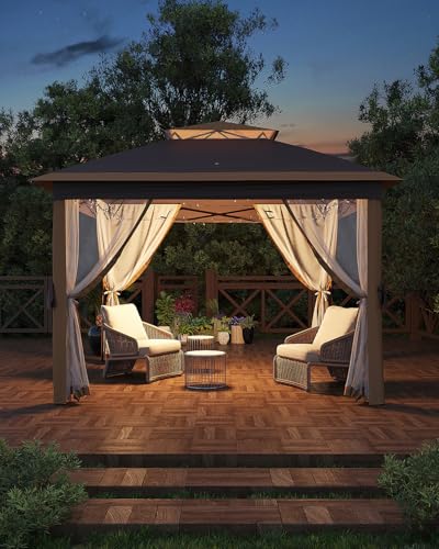 Khaki Pop Up Gazebo Tent with Mosquito Netting F607749