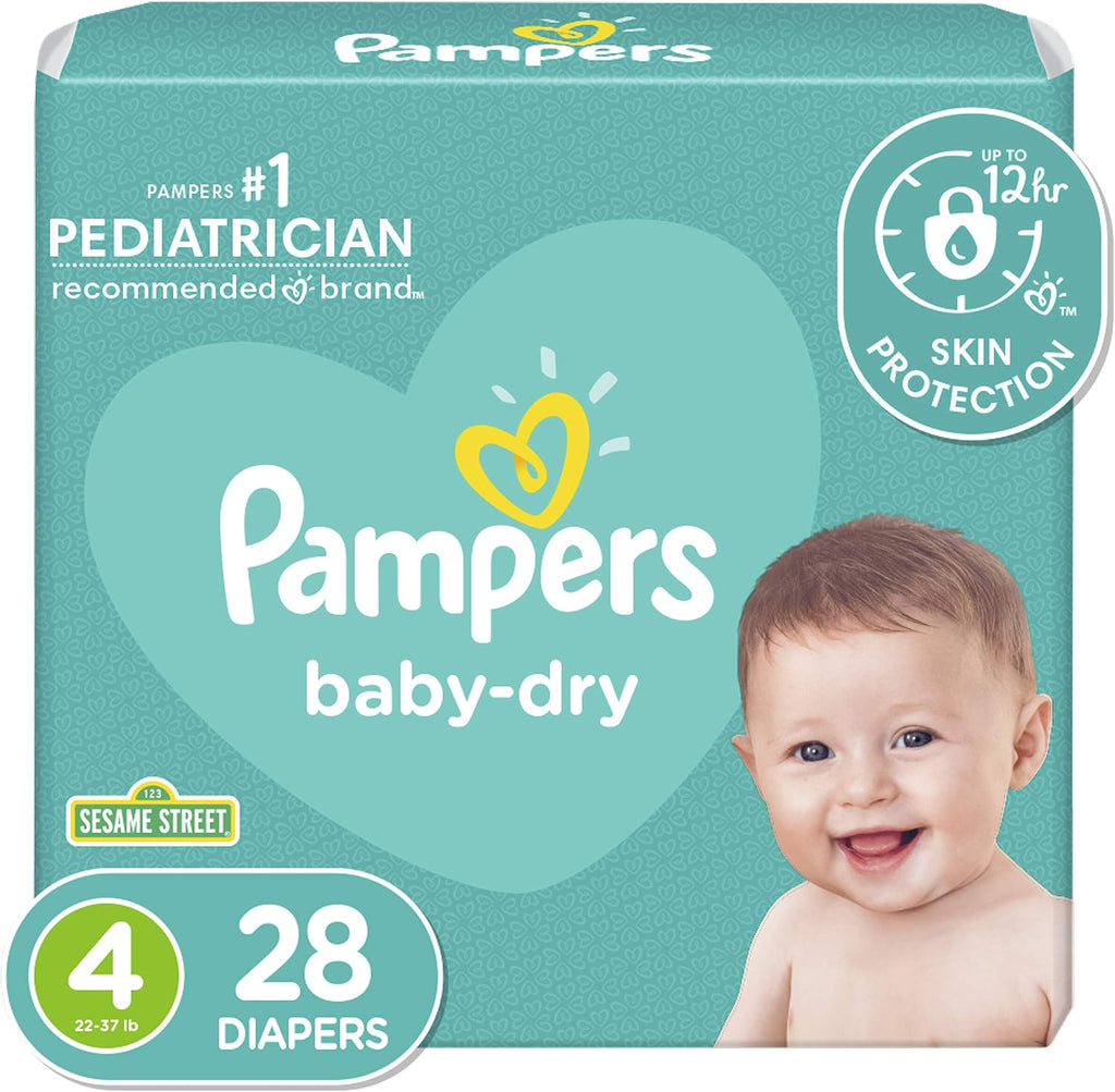 Size 4 Baby Dry Diapers, 28 Count Y25450