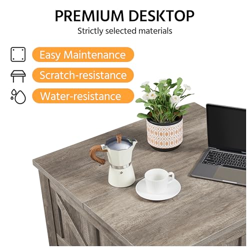 Gray Lift Top Coffee Table with Hidden Storage Compartment P1722