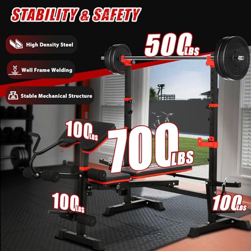 8 in 1 Olympic Weight Bench Set with Barbell Rack O614