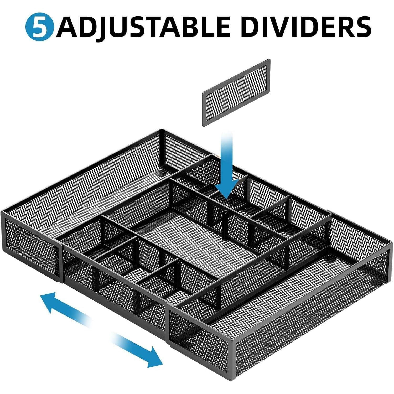 Mesh Drawer Organizer with 10 Adjustable Compartments P700660