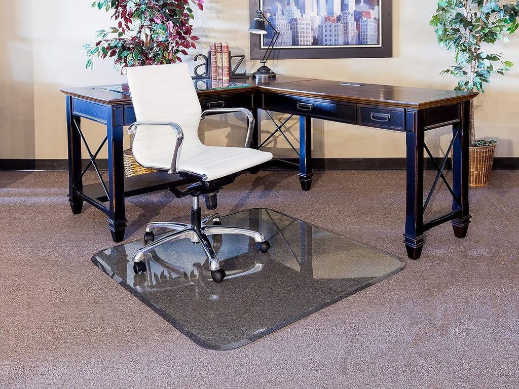 36" x 46" Clear Tempered Glass Chair Mat with Beveled Edge W10228