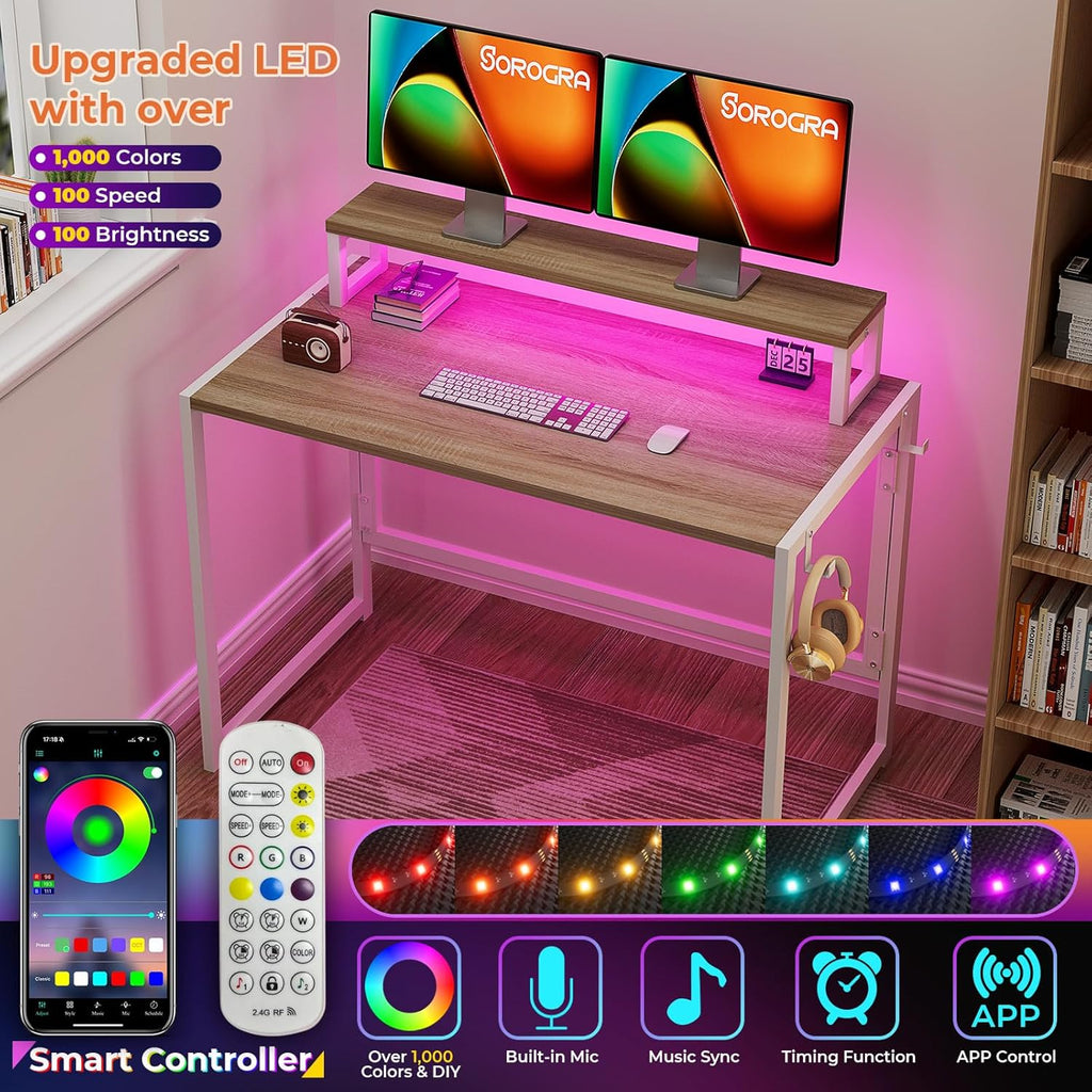 31.5 inch Folding Desk with Led Lights X74230
