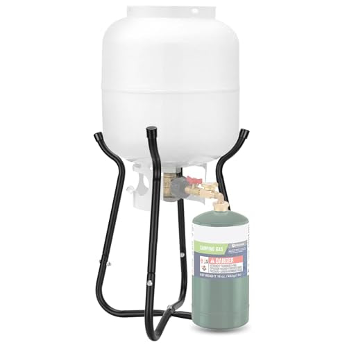 Propane Refill Adapter with Cylinder Refill Stand, QCC1 Adapter 20lb to 1lb Converter with Gauge and On-Off Control Valve C746507