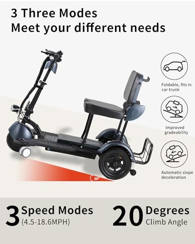 Black 3 Wheel Lightweight Folding Mobility Scooter U909