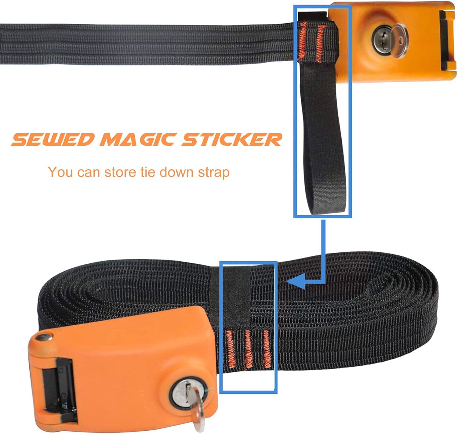 15ft Lockable Tie Down Strap with Silicone Buckle, 2 Pack (Orange) Z888530