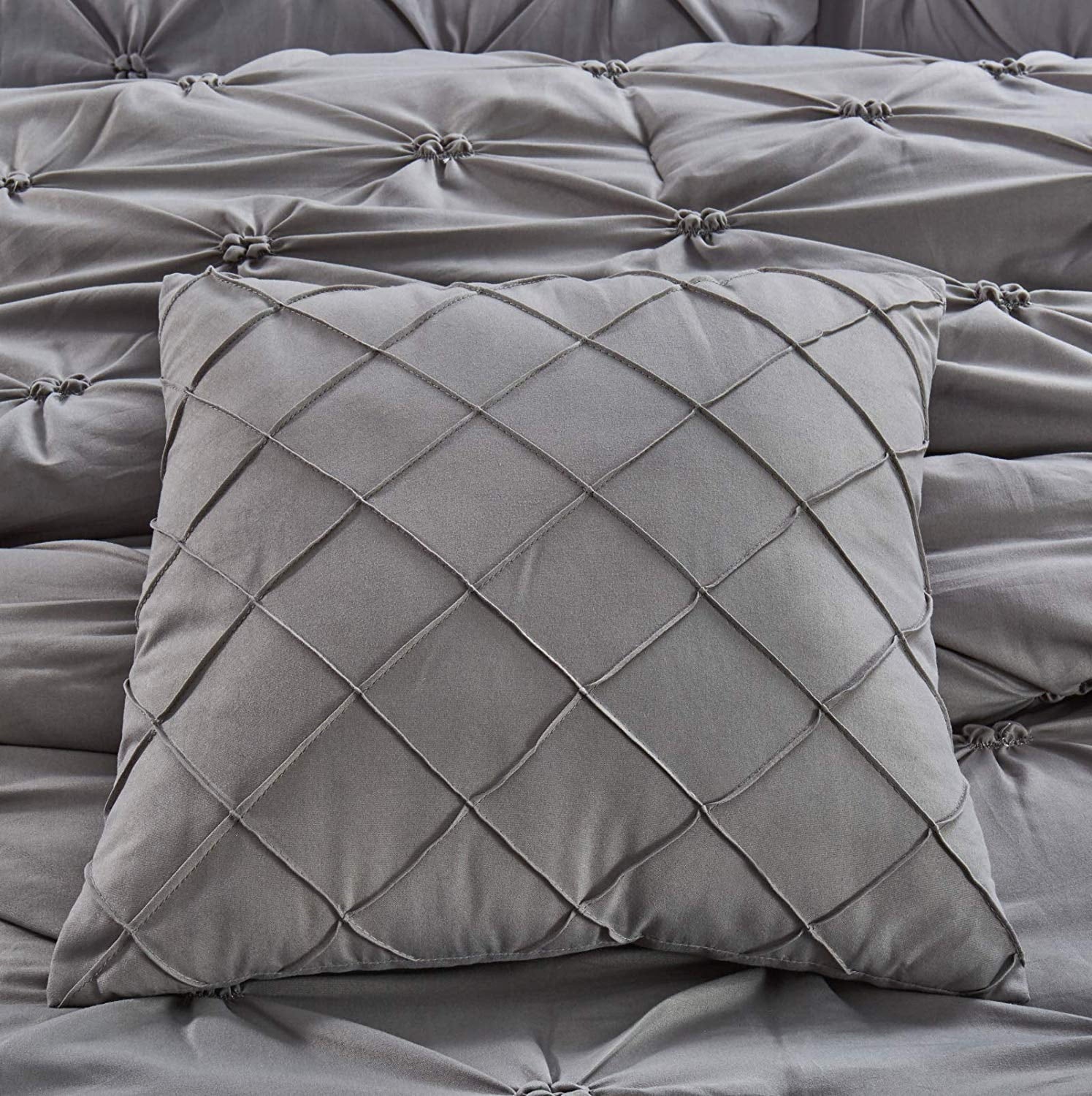 8 Piece Queen Grey Reversible Comforter Set B3957