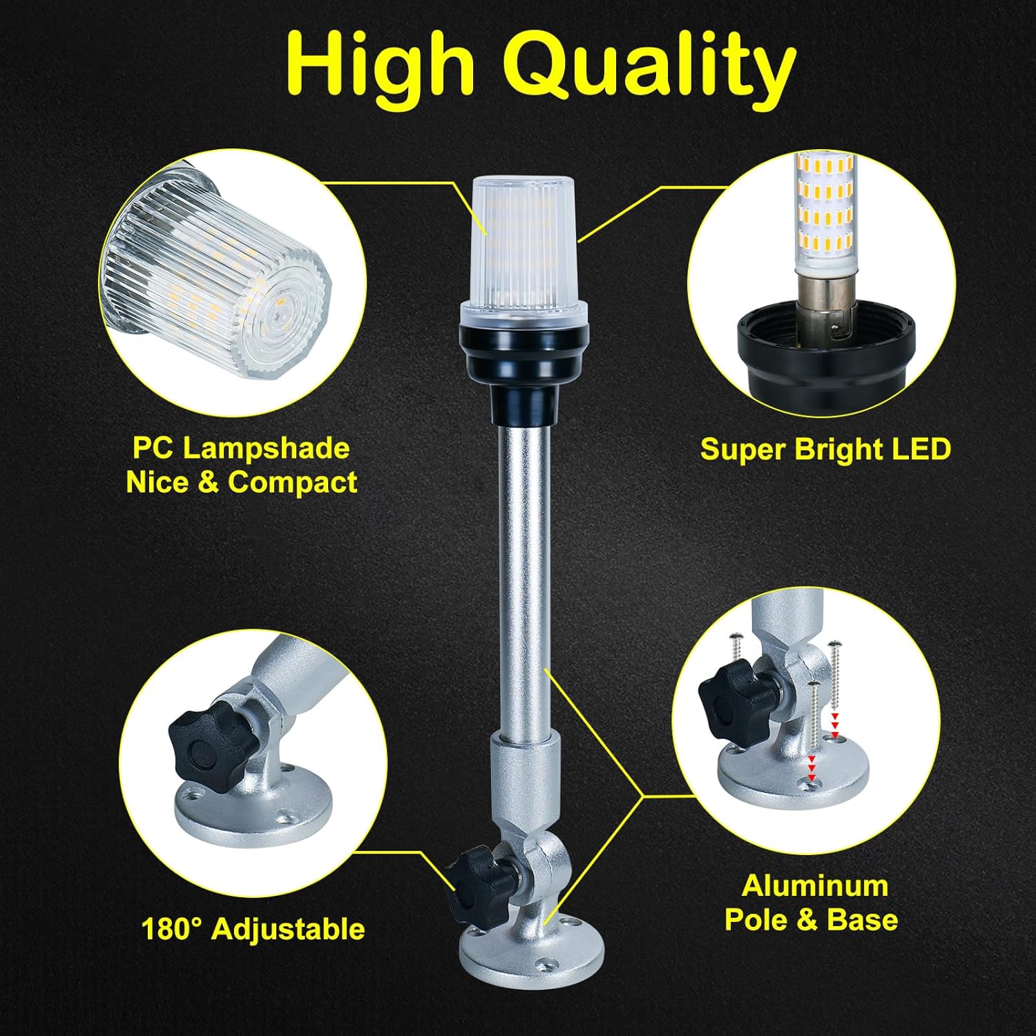 12 Inch LED Fold Down Boat Anchor Light Navigation Lamp Waterproof P893642