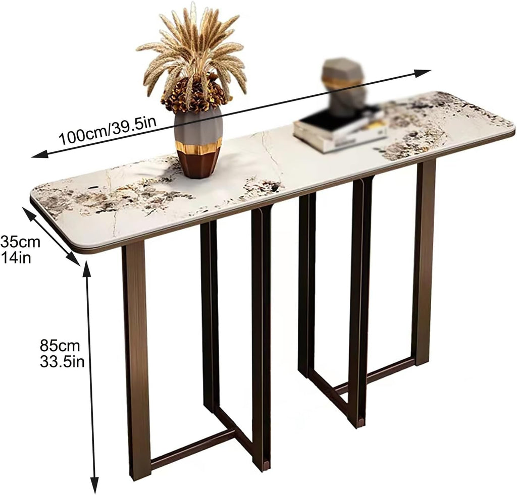 Narrow Entryway Table with Geometric Metal Base L560
