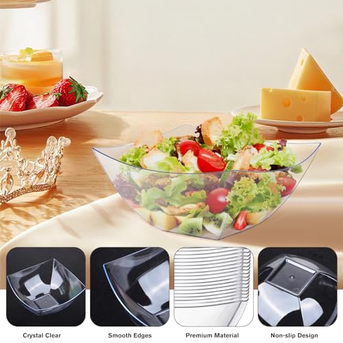 25 Pack 8 oz Clear Plastic Serving Bowls C858