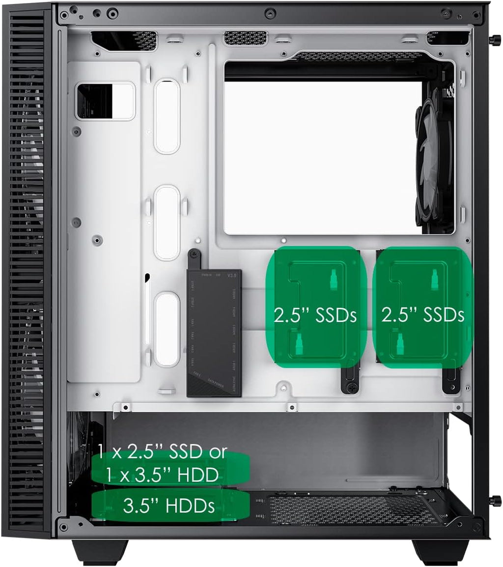 Black Mid-Tower ATX ARGB PC Gaming Case with Tempered Glass Side Panel U8869