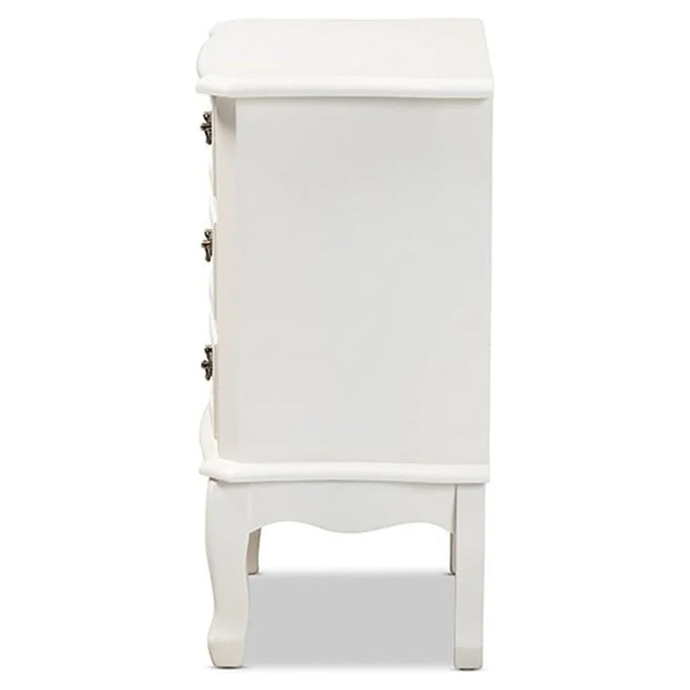 White 3-Drawer Wood Nightstand P94332