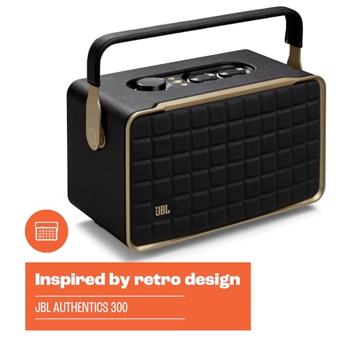 Retro Style Smart Home Speaker with Wi-Fi, Bluetooth and Voice Assistants (Black/Gold) V49666
