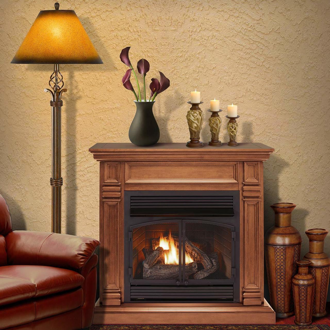 32,000 BTU Vent Free Dual Fuel Mantel Fireplace R986