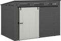 Gray and Black 10 Foot by 7 Foot Outdoor Plastic Storage Shed with Sliding Barn Door C610832