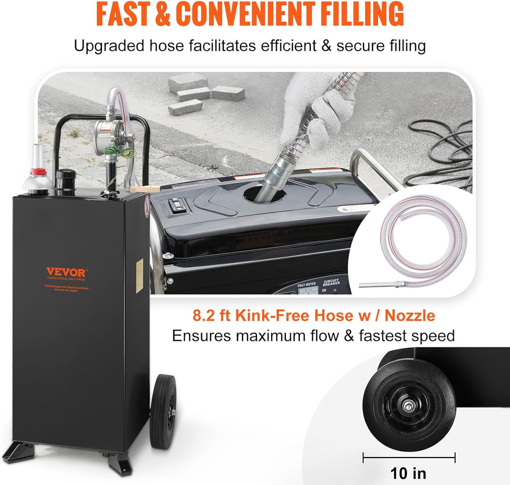 Black 30 Gallon Portable Fuel Caddy with Manual Transfer Pump Z707358