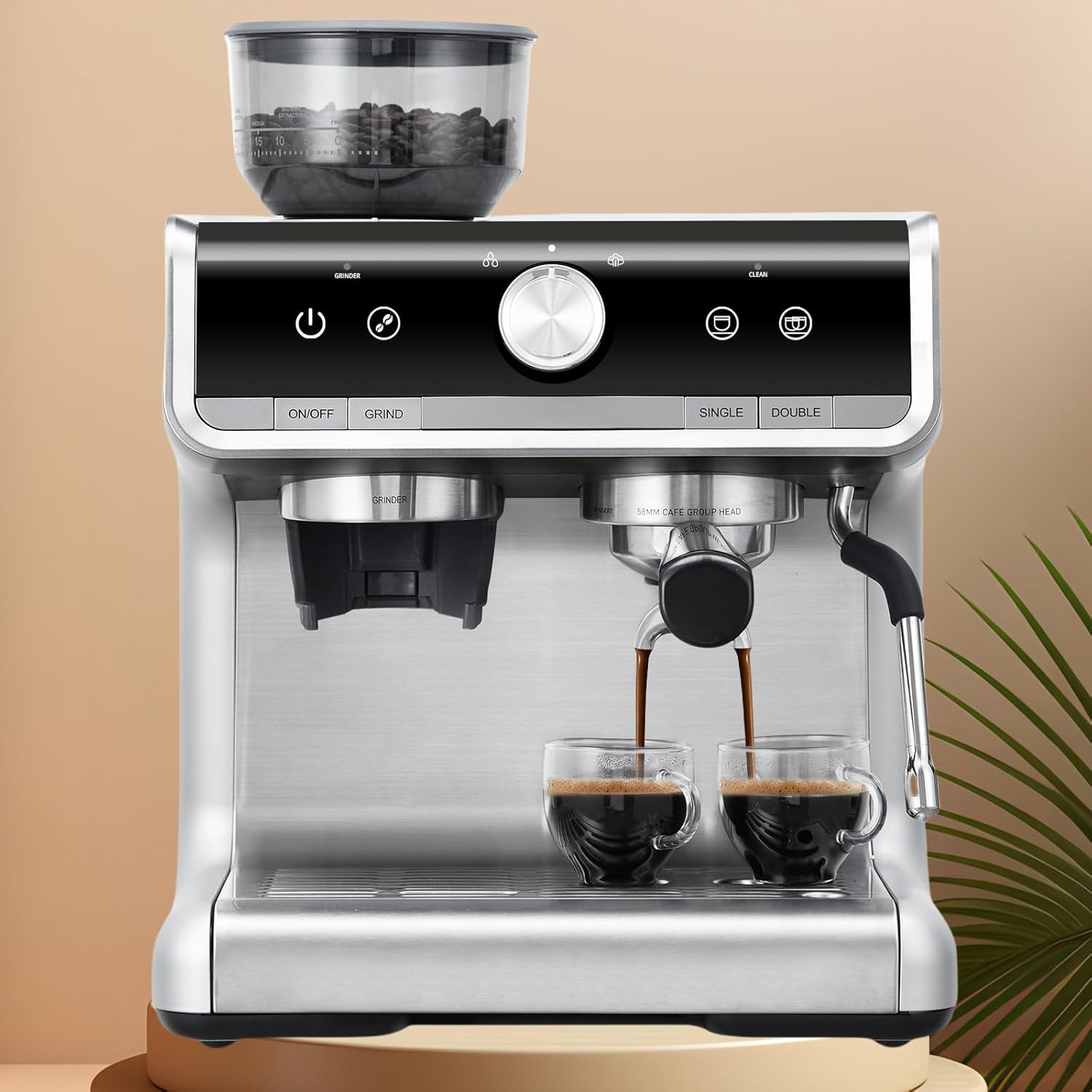 Stainless Steel Espresso Maker 20 Bar Pressure 2.8L Water Tank K9013