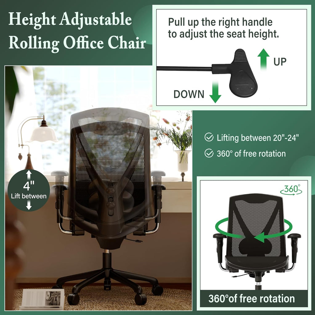 Executive Office Chair with Adjustable Lumbar Support and Swivel Mesh C602