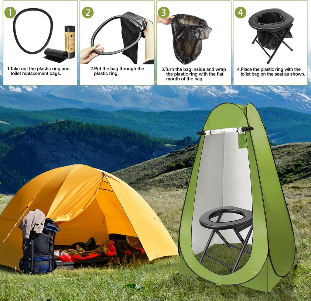 Portable Camping Toilet with Pop up Privacy Tent W869