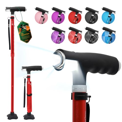 Folding Quad Cane with Two Led Lights Y499687