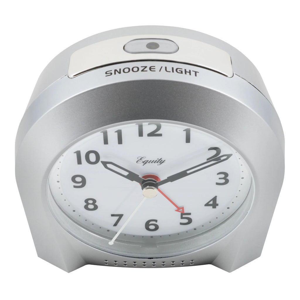 Silver Silent Sweep Night Vision Alarm Tabletop Clock B77014