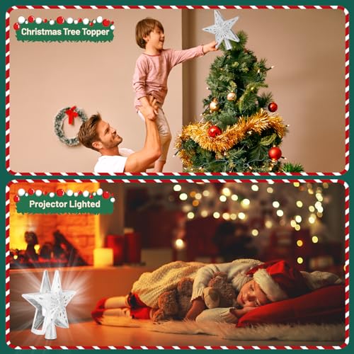 Gold Christmas Tree Topper with LED Projection I215