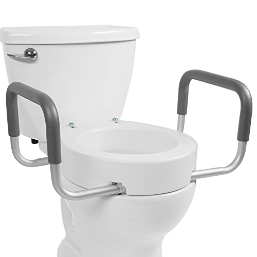 White Raised Toilet Seat with Handles P5727