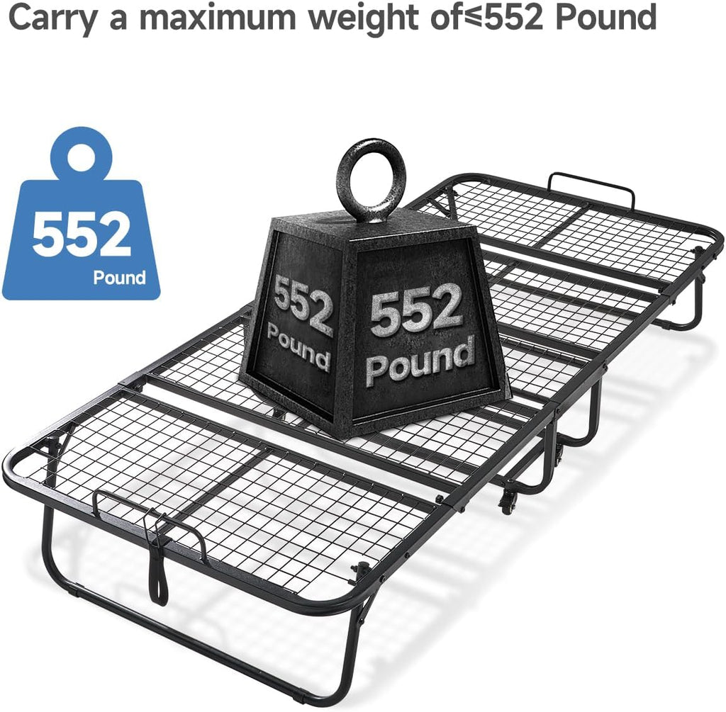 Folding Bed with 5.2" Thick Memory Foam Mattress, 79 * 35inch, Metal Folding Frame A250108