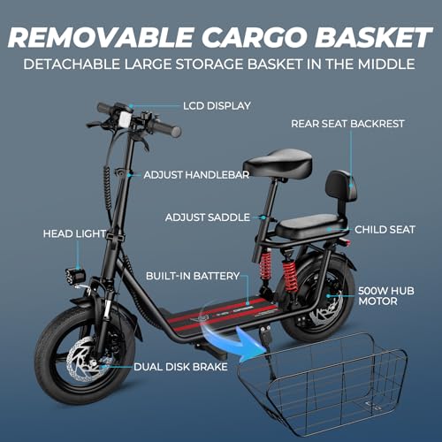 850W Peak Electric Scooter with Seat, 22MPH & 25 Miles Range, Dual Suspension, 14" Folding E Scooters Z3584