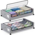 Black 2-Pack 60L Under Bed Storage Containers with Wheels and Clear Lids J294324