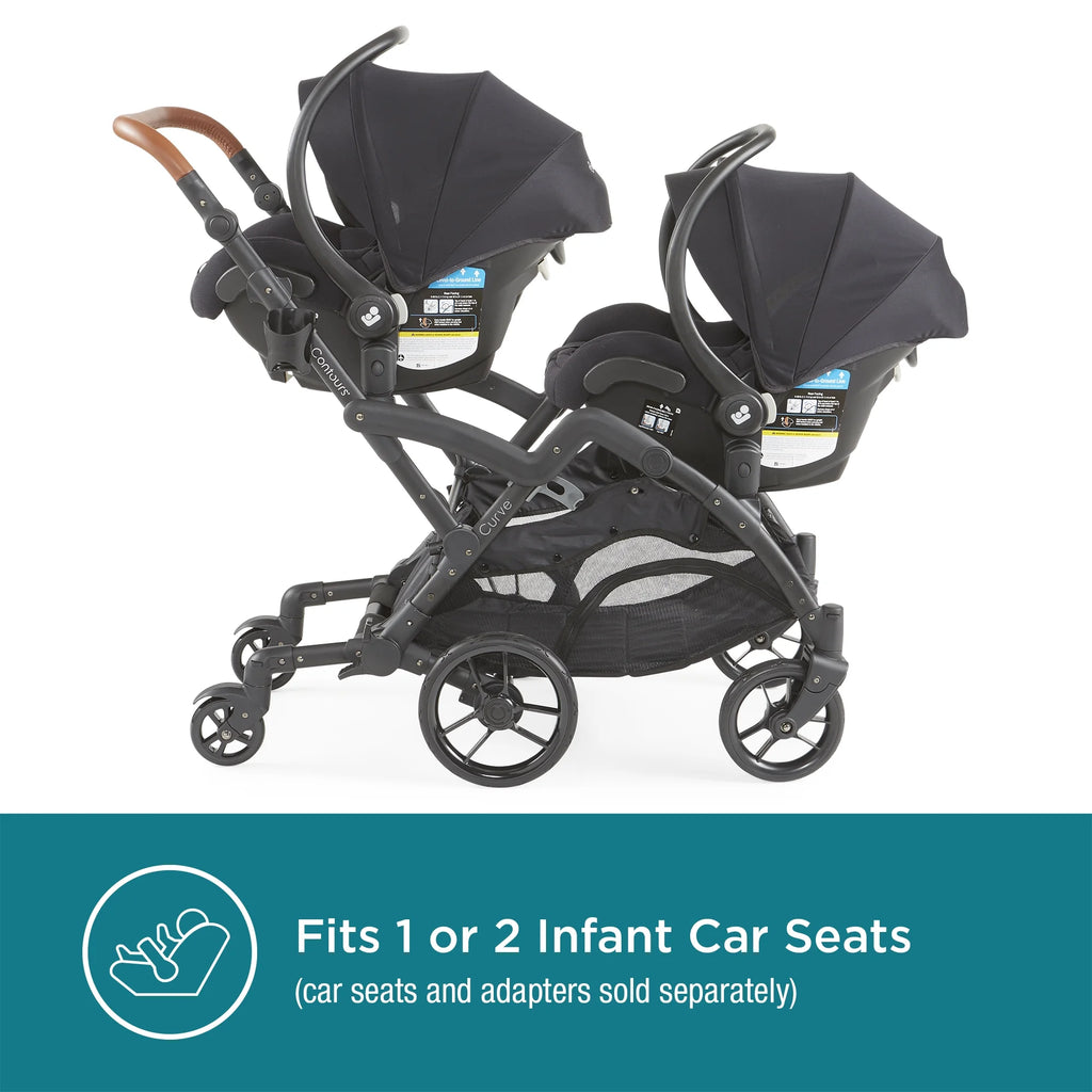 Black Herringbone Double Tandem Stroller U78598