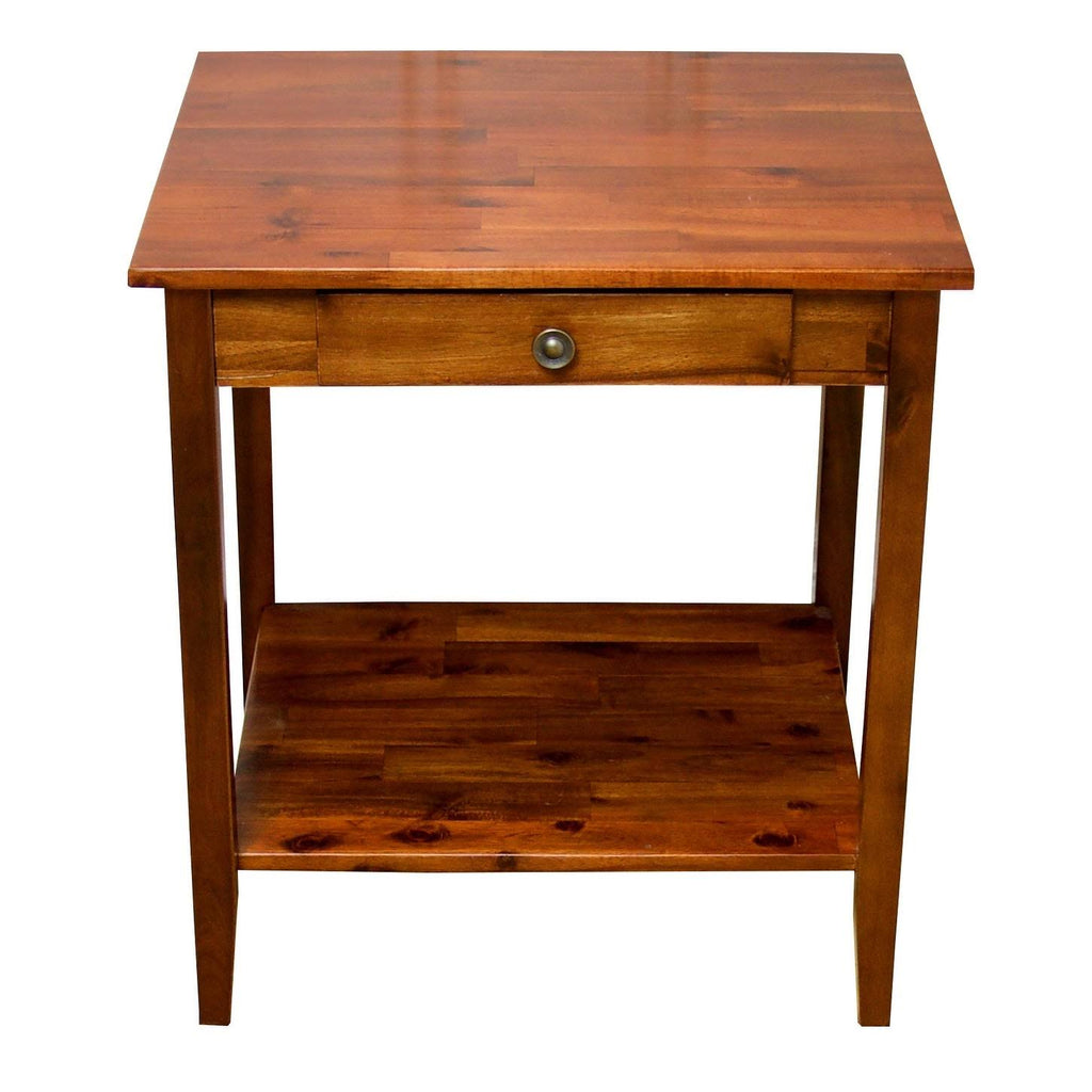 Solid Acacia 1-Drawer End Table - Mahogany V5178