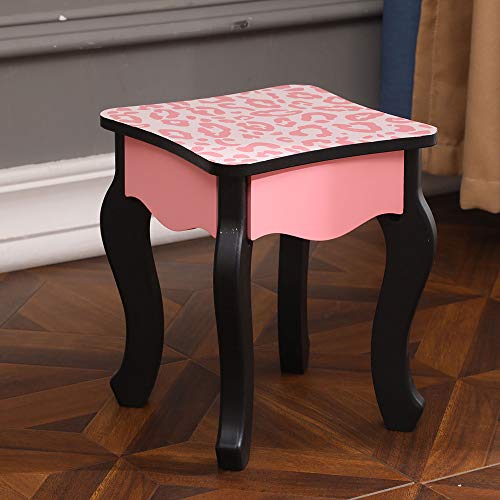 Pink Kids Vanity Table and Chair Set with Tri-Folding Mirror U93016