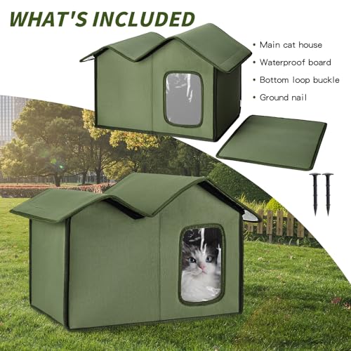 Outdoor Cat House Waterproof Insulated Shelter with Removable Washable Cover N155281