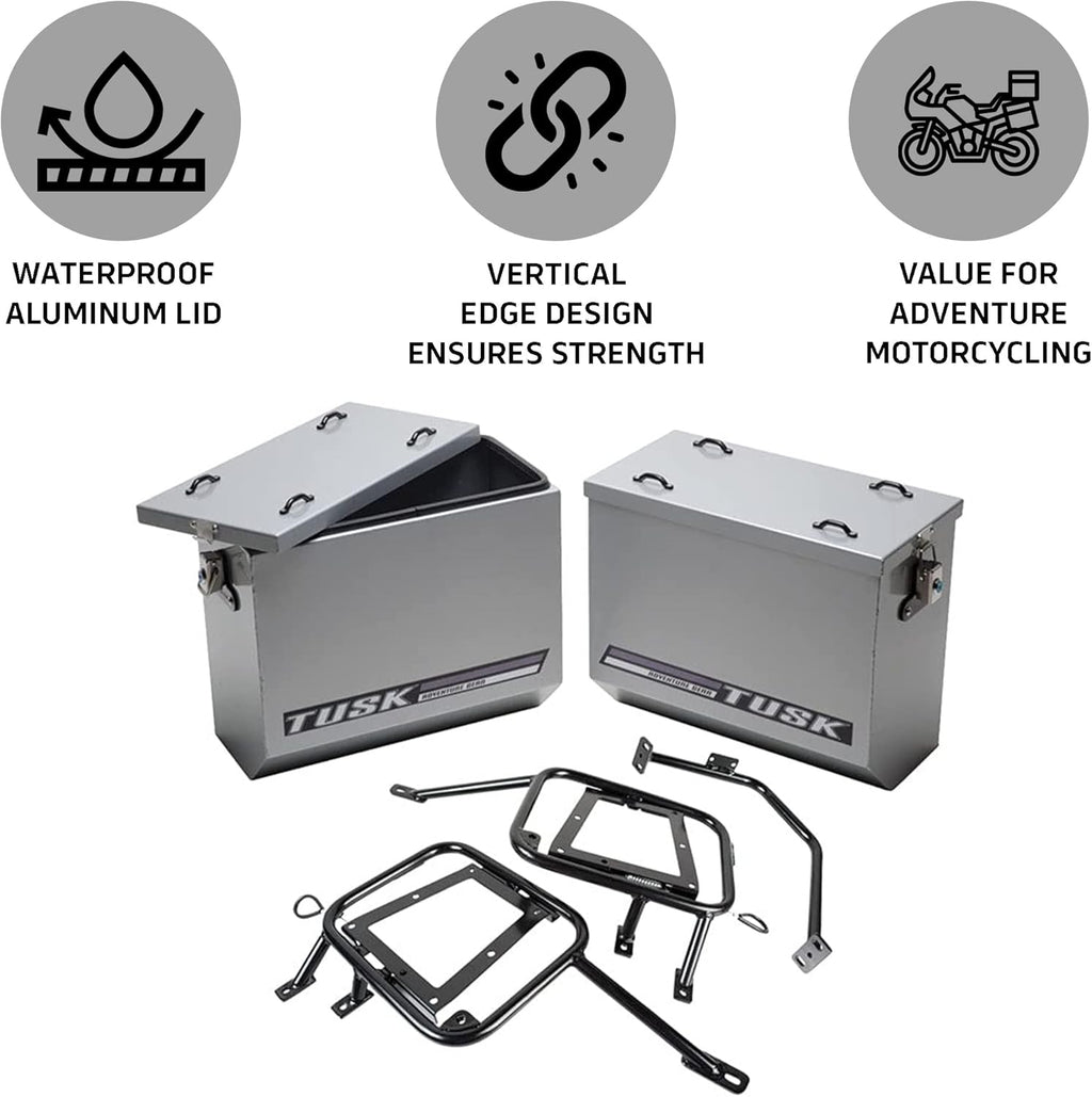 Large Silver Aluminum Panniers with Pannier Racks B4257