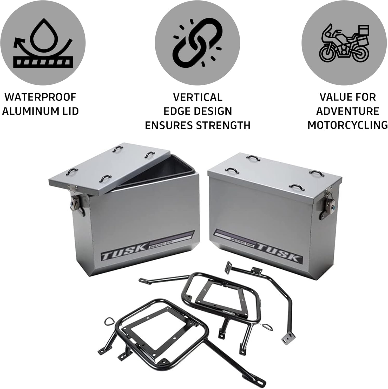 Large Silver Aluminum Panniers with Pannier Racks B4257