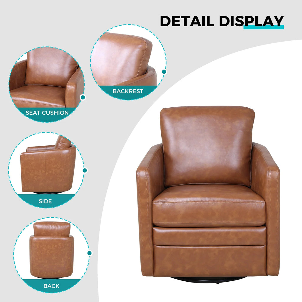 Faux Leather Swivel Accent Chair with Arms D762