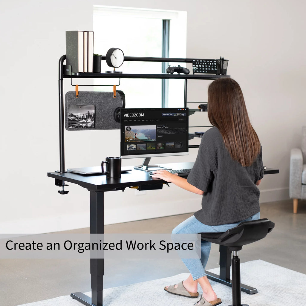 Clamp-on Desktop Shelving System with Magnetic Memo Board D126