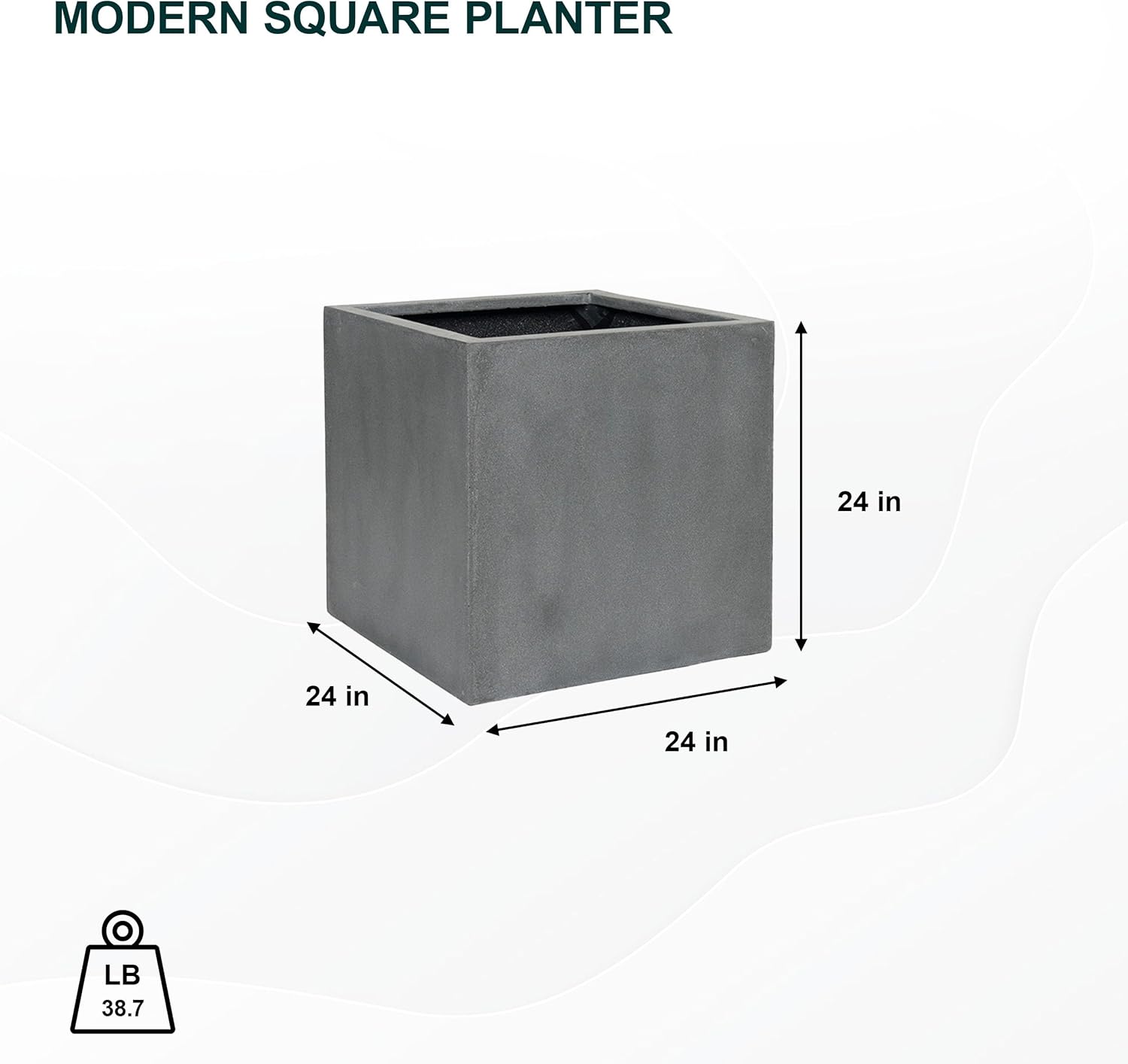Grey Square Fiberstone Planter, Extra Large, 24 Inch Tall G698703