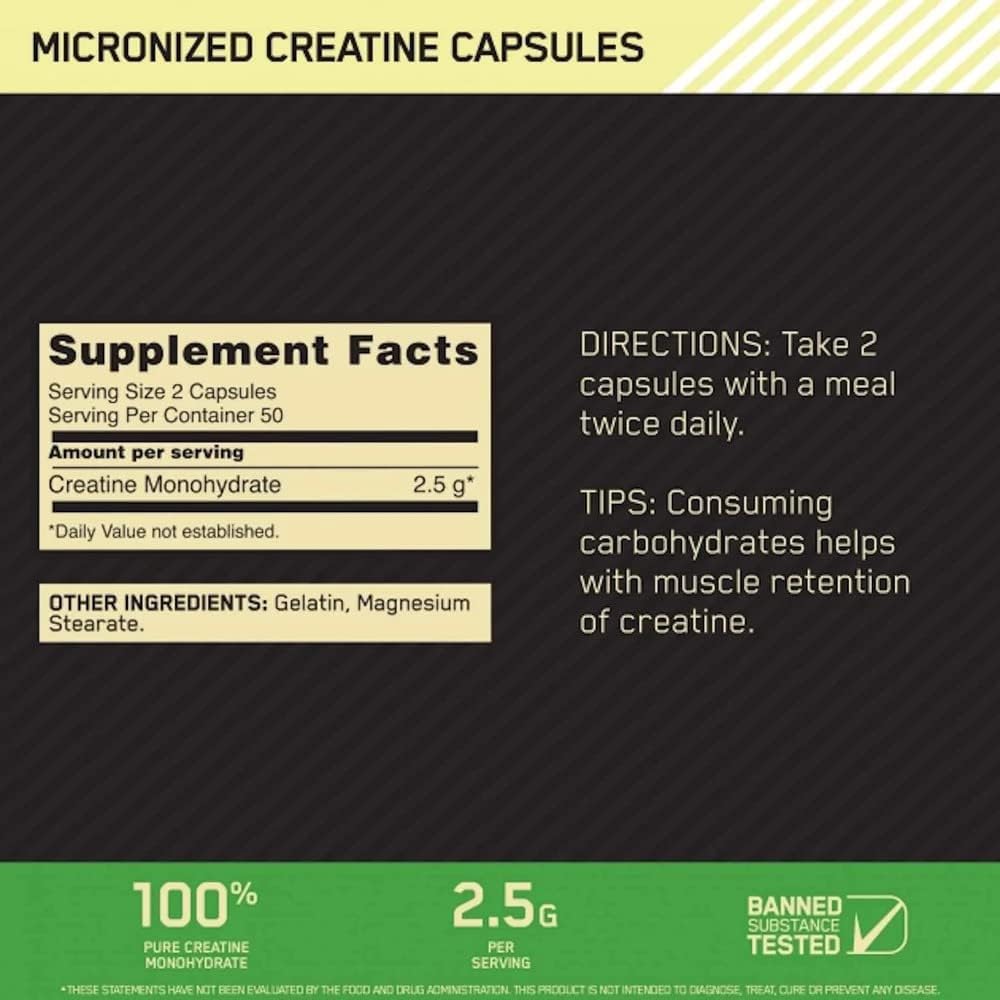 100 Caps Creatine Monohydrate Capsules C57916