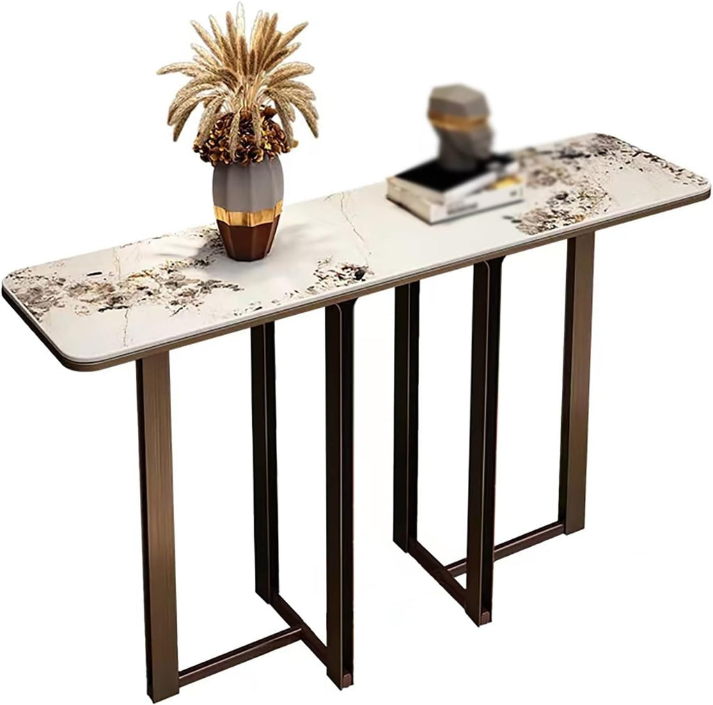 Narrow Entryway Table with Geometric Metal Base L560