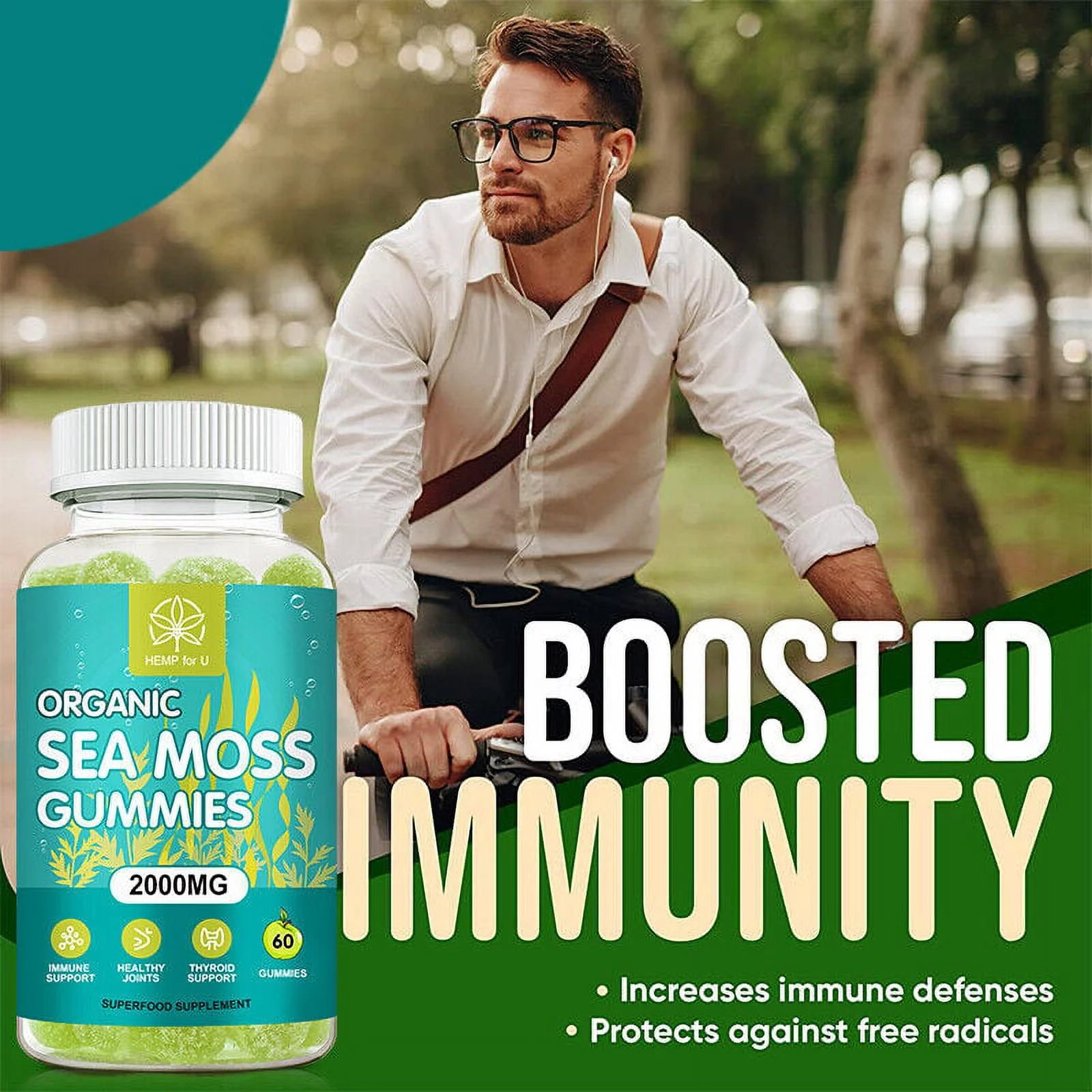 Organic Sea Moss Gummies, 2000mg 60 Capsule K4723