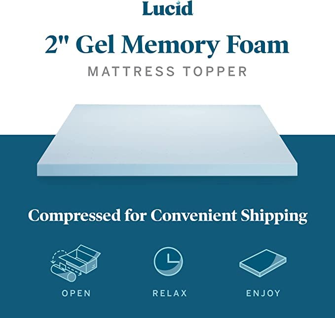4 Inch Gel Memory Foam Mattress Topper, Twin XL, Blue Z634792