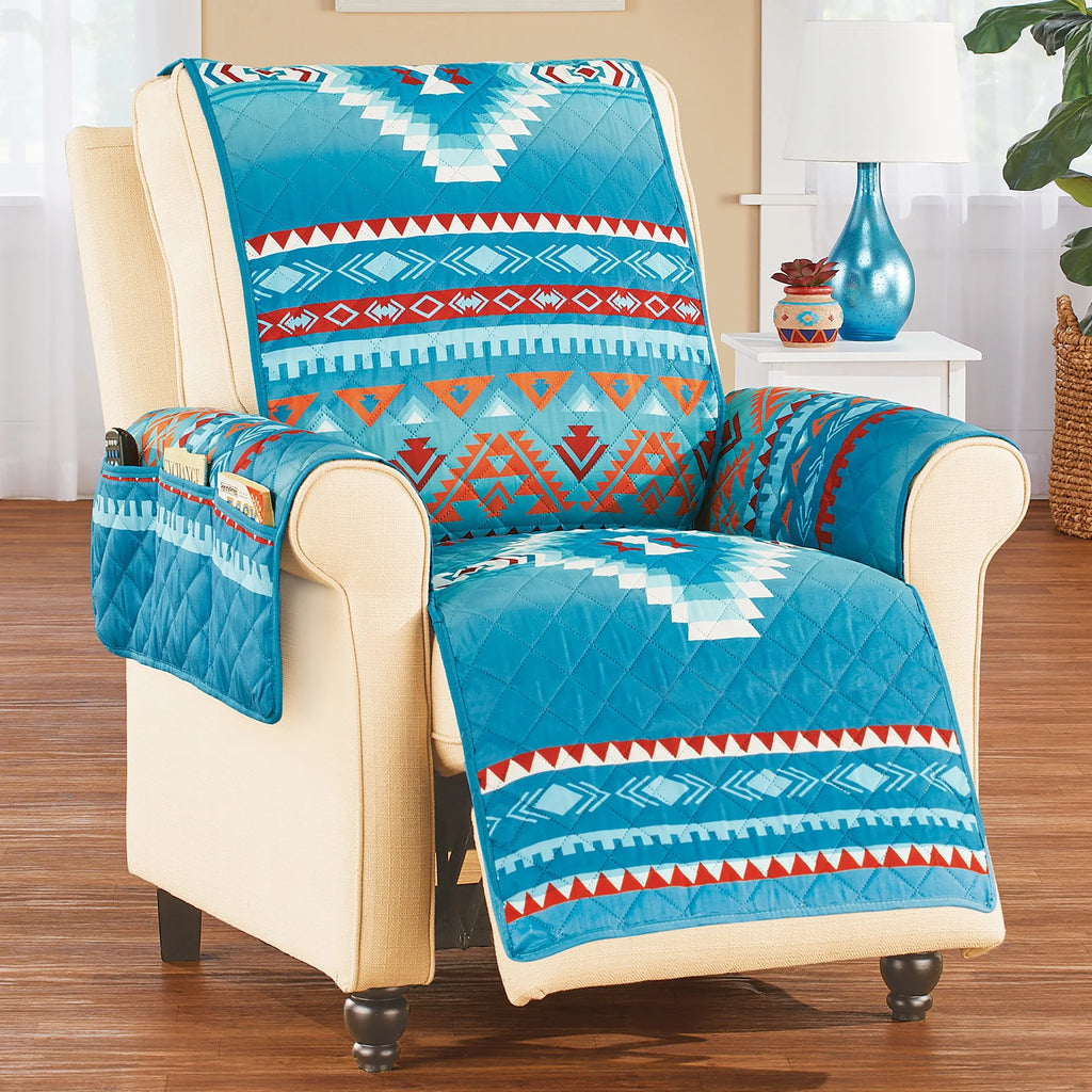 Quilted Turquoise Southwest Furniture Cover N4930