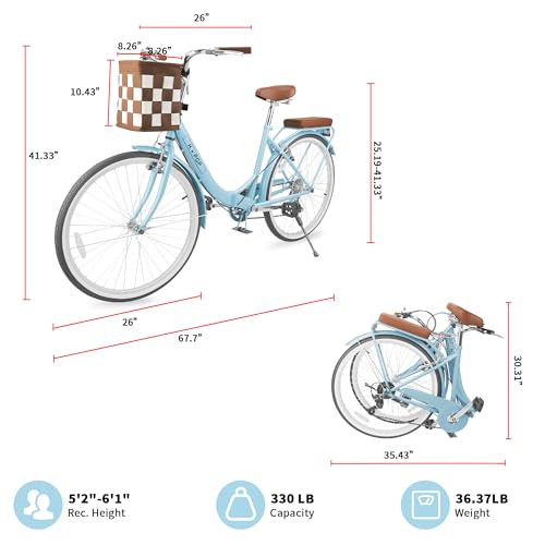26-Inch 7-Speed Women's Bike with Front Basket Y930